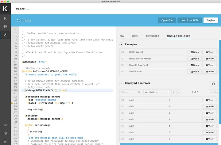 Beautiful isn’t it? This is the Pact IDE embedded in the wallet